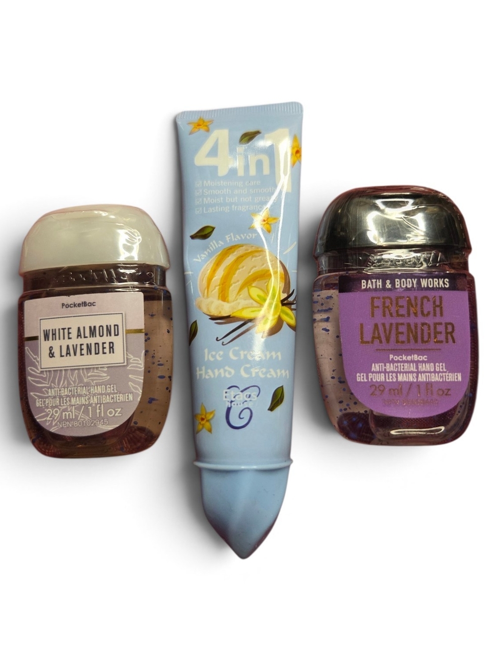 2x Antibacterial Hand Gels & 1x Vanilla Ice Cream 4-in-1 Hand Cream